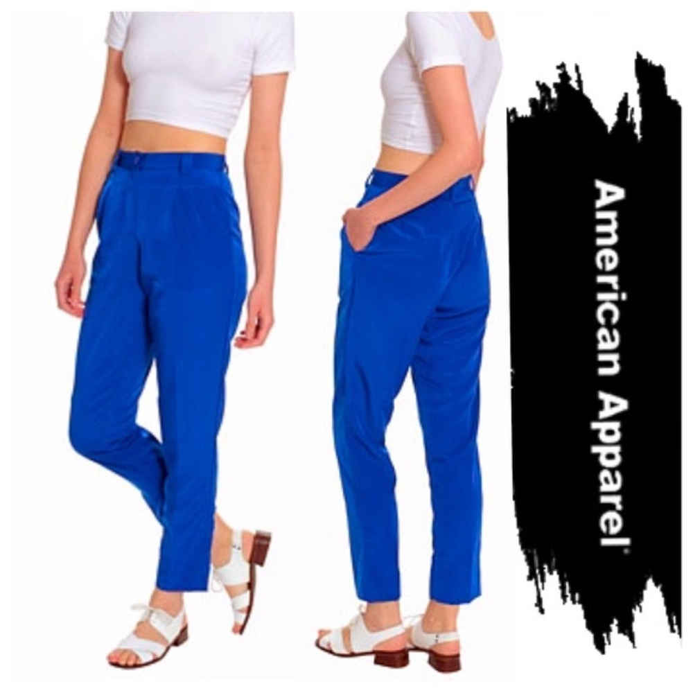 American Apparel High Waist Pleated Poly Pants XXS